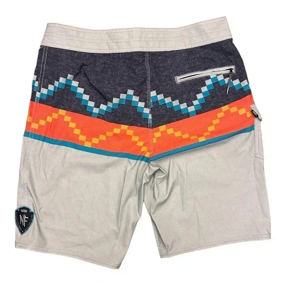 VANS Nathan Fletcher Rising Swell Blue Surf Boardshorts Geometric Size 34 - Picture 6 of 10